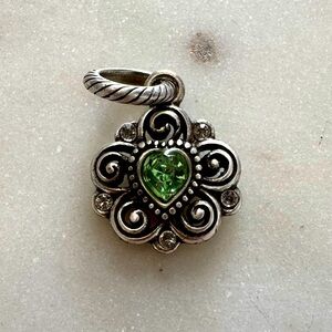Brighton Two Sided Heart and Flower Green stone Charm or Pendant